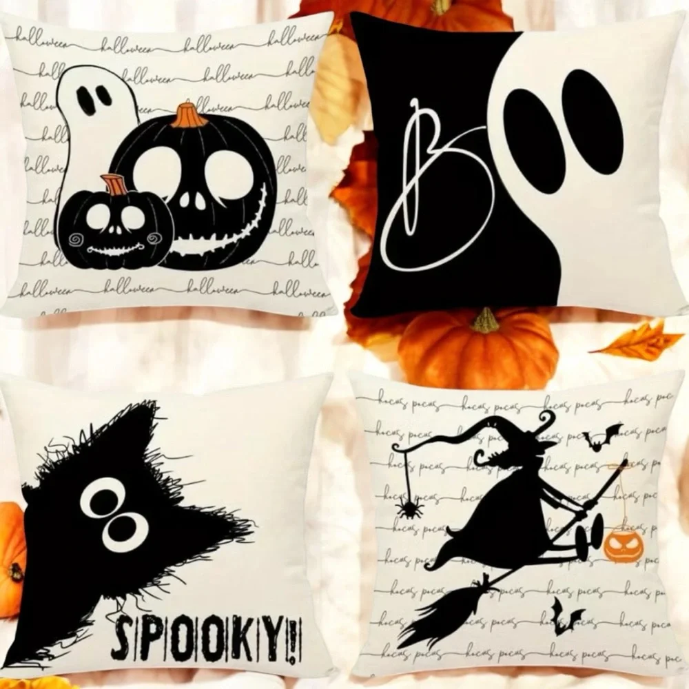 4pcs, Halloween‎ Decor Pillow Covers 20x20 Inches Set Of 4 Halloween Decorations